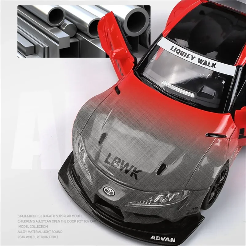 1:22 Toyota SUPRA Alloy Racing Car Model Diecasts & Toy Metal Vehicles Car Model High Simulation Sound and Light Kids Gifts