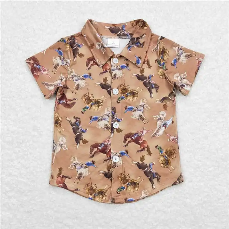 Wholesale hot sale t-shirts western boutique clothing for baby boys clothes Duck camouflage bag Puppy green short-sleeved top