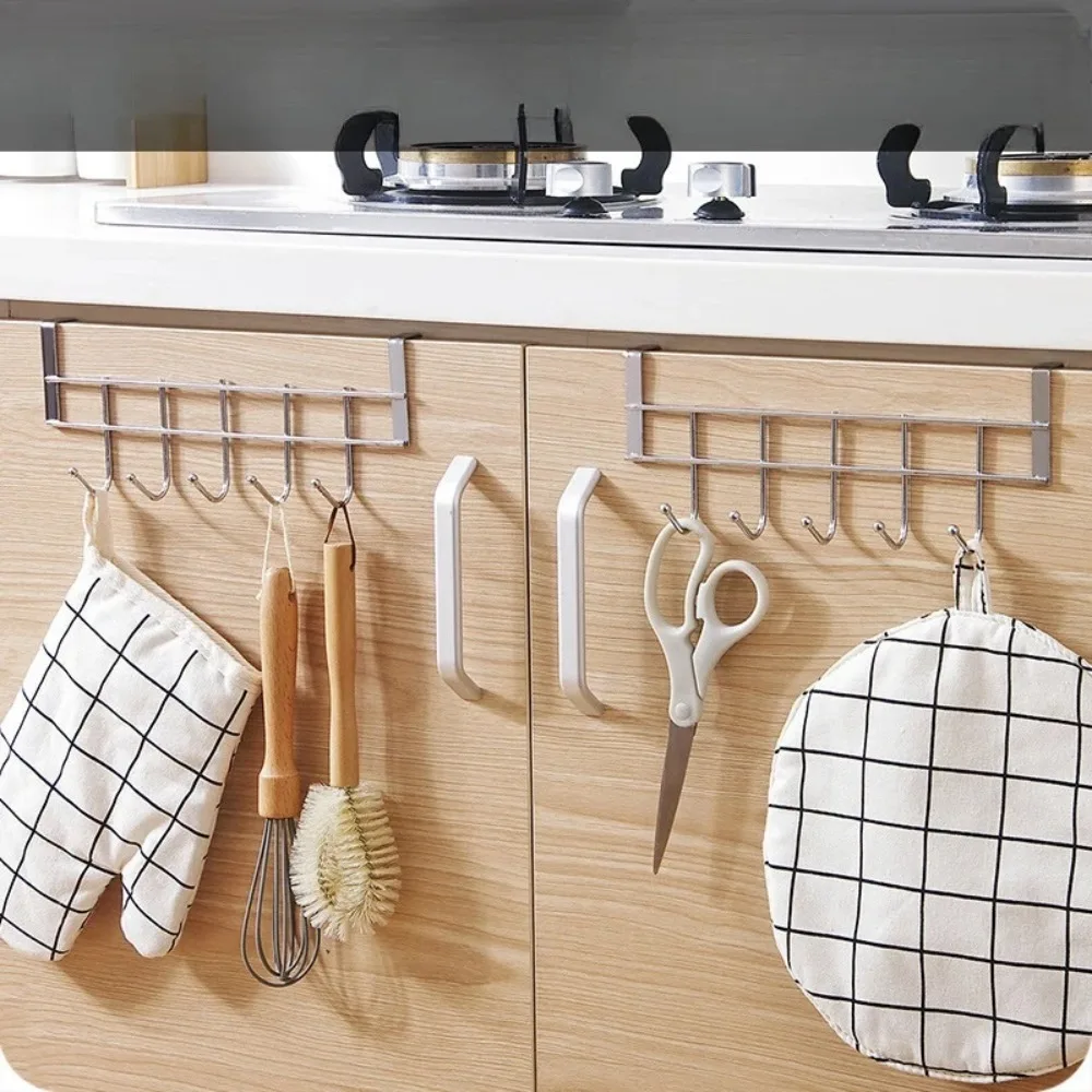 Over The Door Hanging Organizer, 5-Hook Stainless Steel Rack for Clothes, Towels, and Accessories, For Home, Dorm, and Apartment