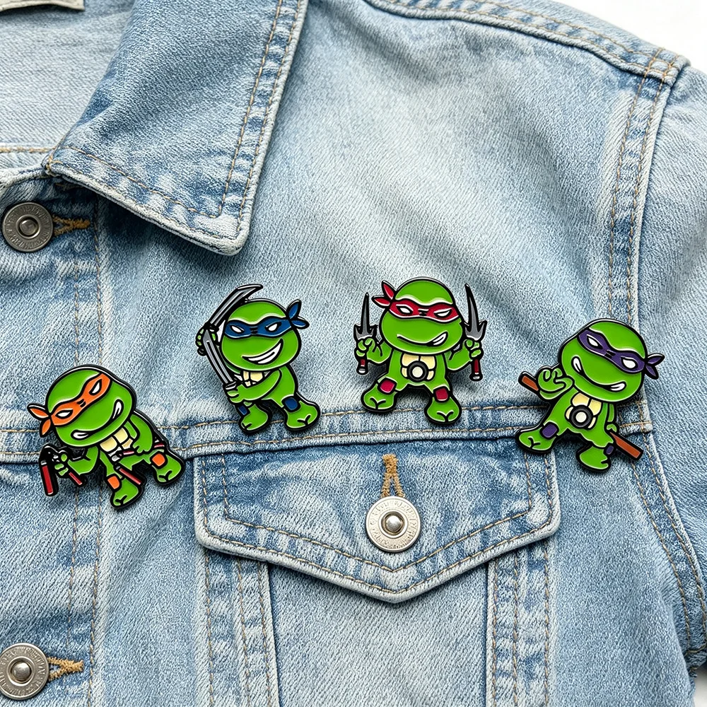 4 Stück Niedliche Anime-Emaille-Pins Lustige Schildkröten-Emaille-Anstecknadel Abzeichen Schmuck Geschenk für Fans – Detail 3