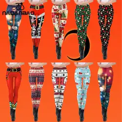 Nadanbao Leggings da donna cintura Leggings natalizi stampati in digitale collant elastici pantaloni donna Sexy Holiday Party Yoga Pants