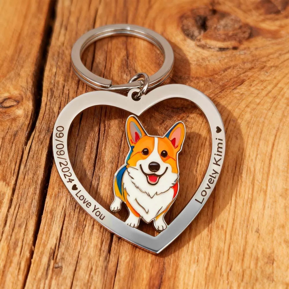 الأسرة زوجين الكلب الحيوانات الأليفة طباعة الطلب صور المفاتيح شخصية مخصصة هدية الكريسماس للنساء الرجال الأم الأب الصلب حلقة رئيسية #1