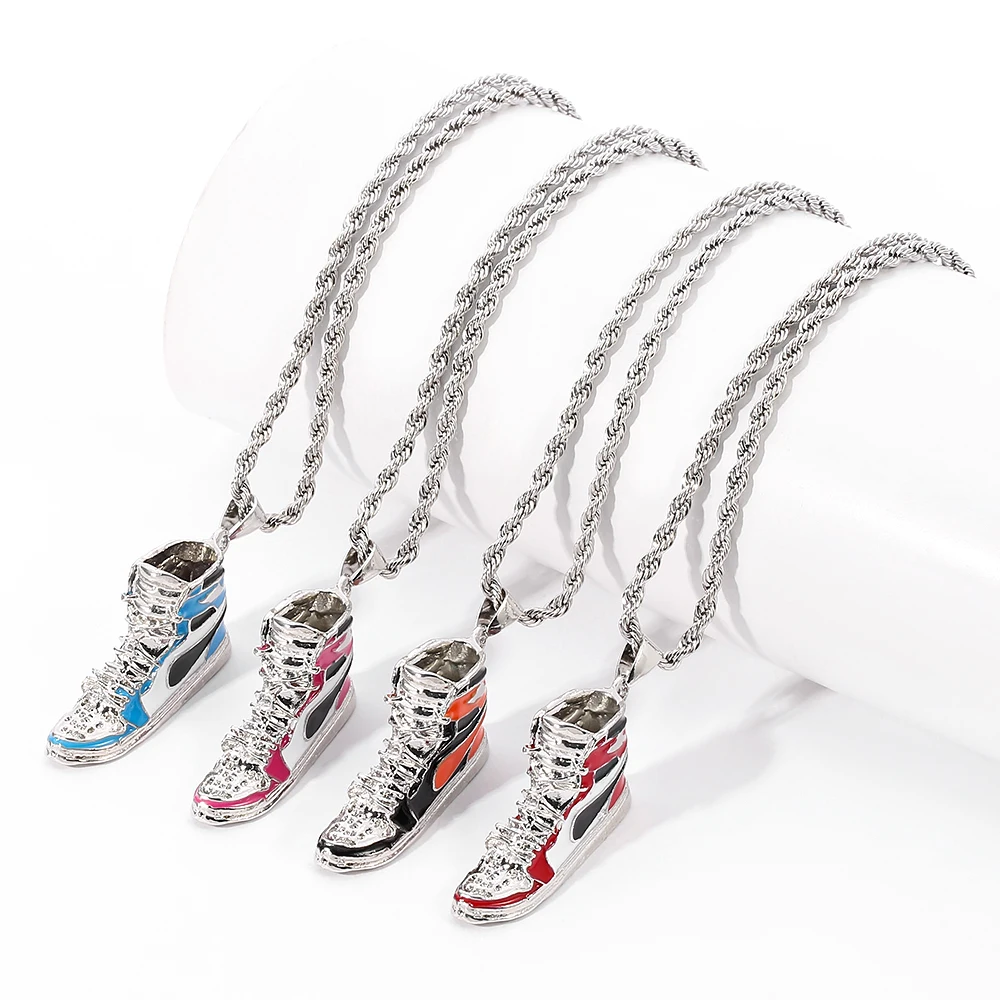 Men's Mini Hip-Hop Sneaker Pendant Necklace Street Style Rapper Fashion Collar Accessory Cool Gift for Friends Accessories