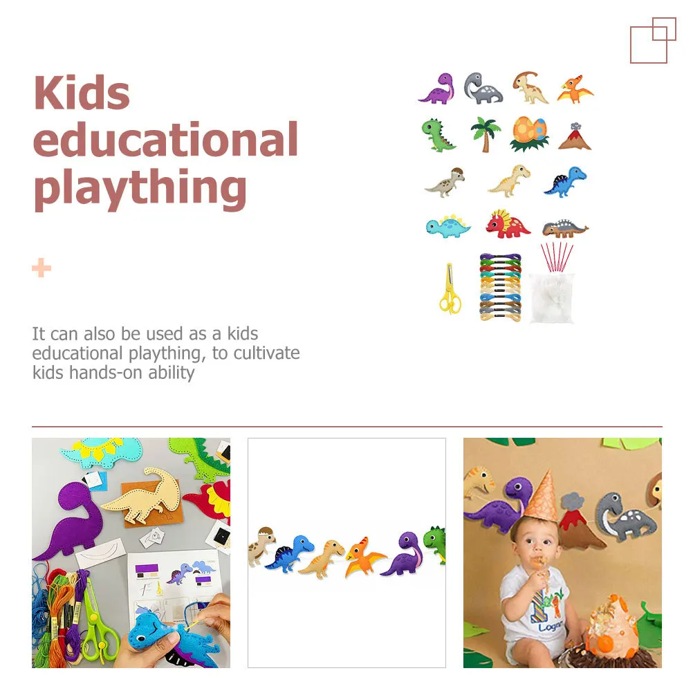 

1Set Cute Dinosaur Hanging Ornament Craft Kit Childrens Hands-on Learning Game Travel Fun Festival Decorative Accessory Set