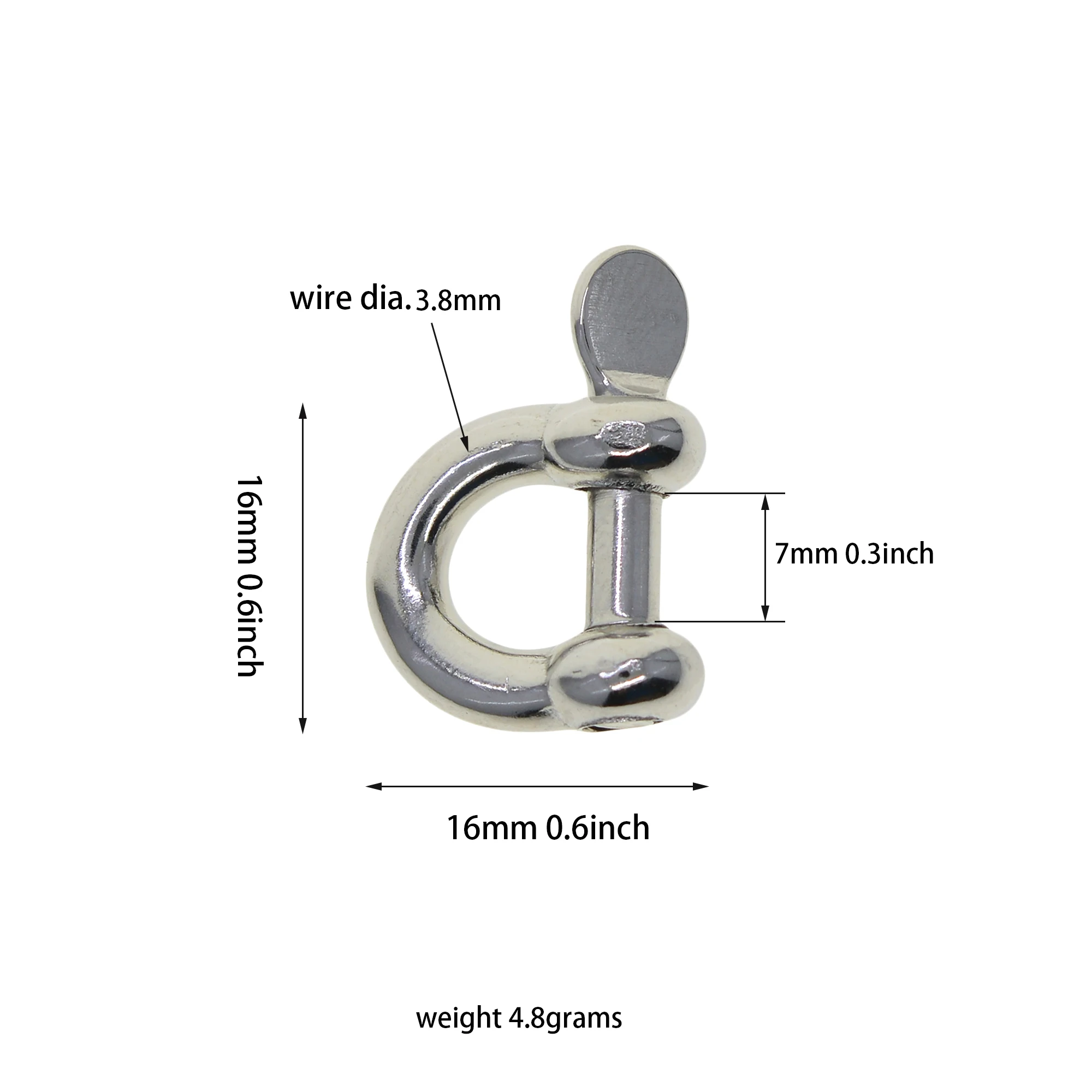 mirror polished super strong small mini 0.3inch stainless steel Screw lock bow U D Shackle Joint Connector FOB KeyChains DIY