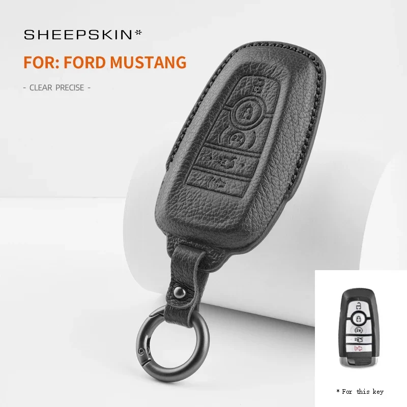 For Ford Fusion Edge Mustang Explorer F150 F250 F350 F450 Car Key Case Sheepskin Cover Shell Keychain Remote Accessories 2023