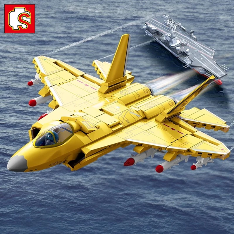 

SEMBO ship vertical take-off and landing aircraft building blocks J-35 assembly model collection of birthday gift toys