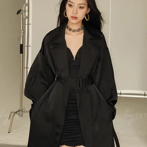 Lautar-Tench-Mantel lang grün für Frauen mit Gürtel, einzeln 8 Hauptverkäufe hauptsächlich Frauen für Frauen - №8