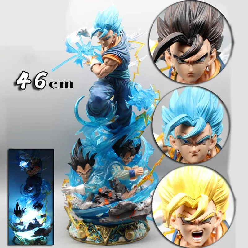 

46cm LS Vegetto Figure Dragon Ball Action Figure Son Goku Vegetto Super Heroes Statue 3 Headed Model PVC Collection Ornament Toy