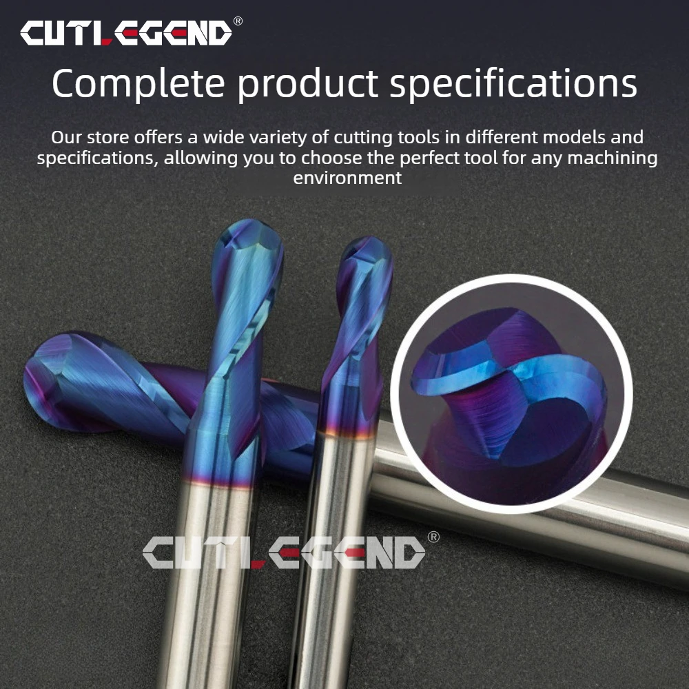 Vollhartmetall-Kugelfräser für gehärteten Stahl HRC70, blau nano-beschichtet, Kugelfräser mit Radius R0.2-R1-R2-R3-R4-R10 – Detail 4
