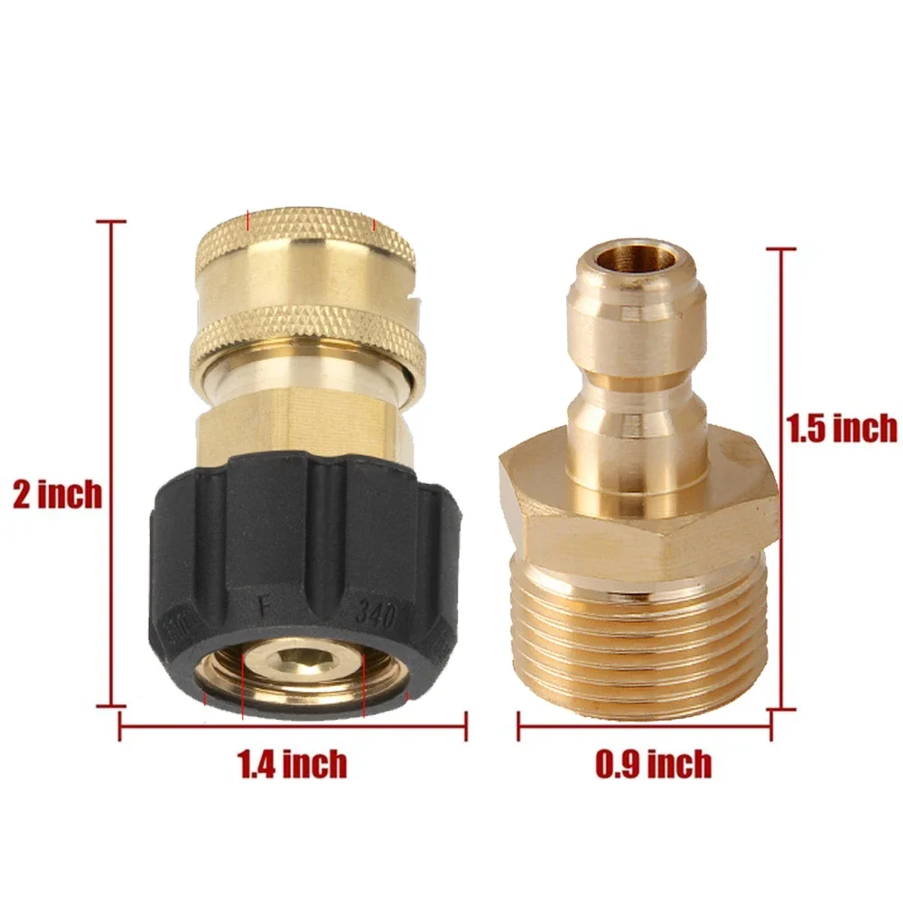 High Pressure Washer Adapter Set Quick Connect Kits Gun To Wand M22 To 1/4 Quick Connect 5000 PSI