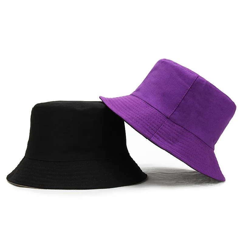 Spring and Summer Cotton Solid Double Sided Bucket Hat Fisherman Outdoor Travel Hat Sun Cap for Men and Women 282