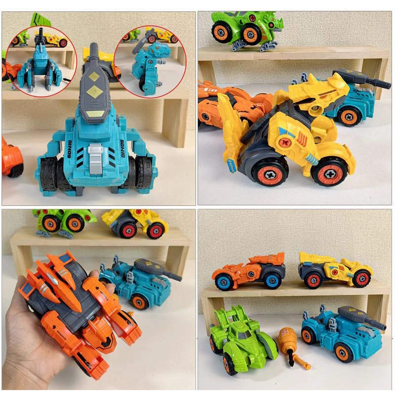 DIY Transformation Assembly Dinosaur Robot Toy Vehicle Truck Motorcycle Nut Screw Disassembly Combination Toys Gifts for Kids