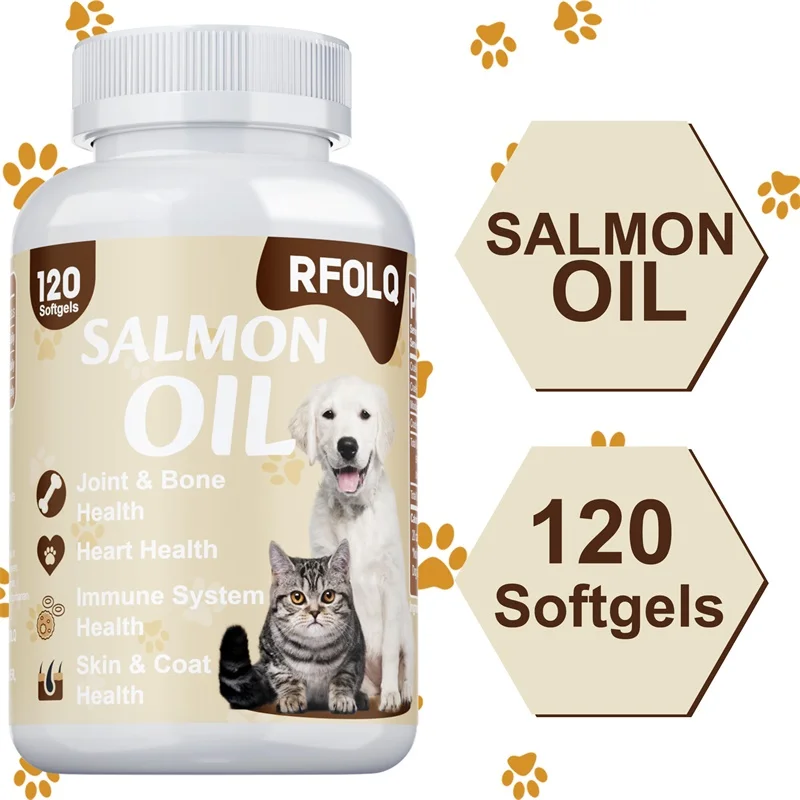 

Salmon Oil for Dogs & Cats - All Natural, for Skin and Hair, Immune, Brain, Joint and Heart Health