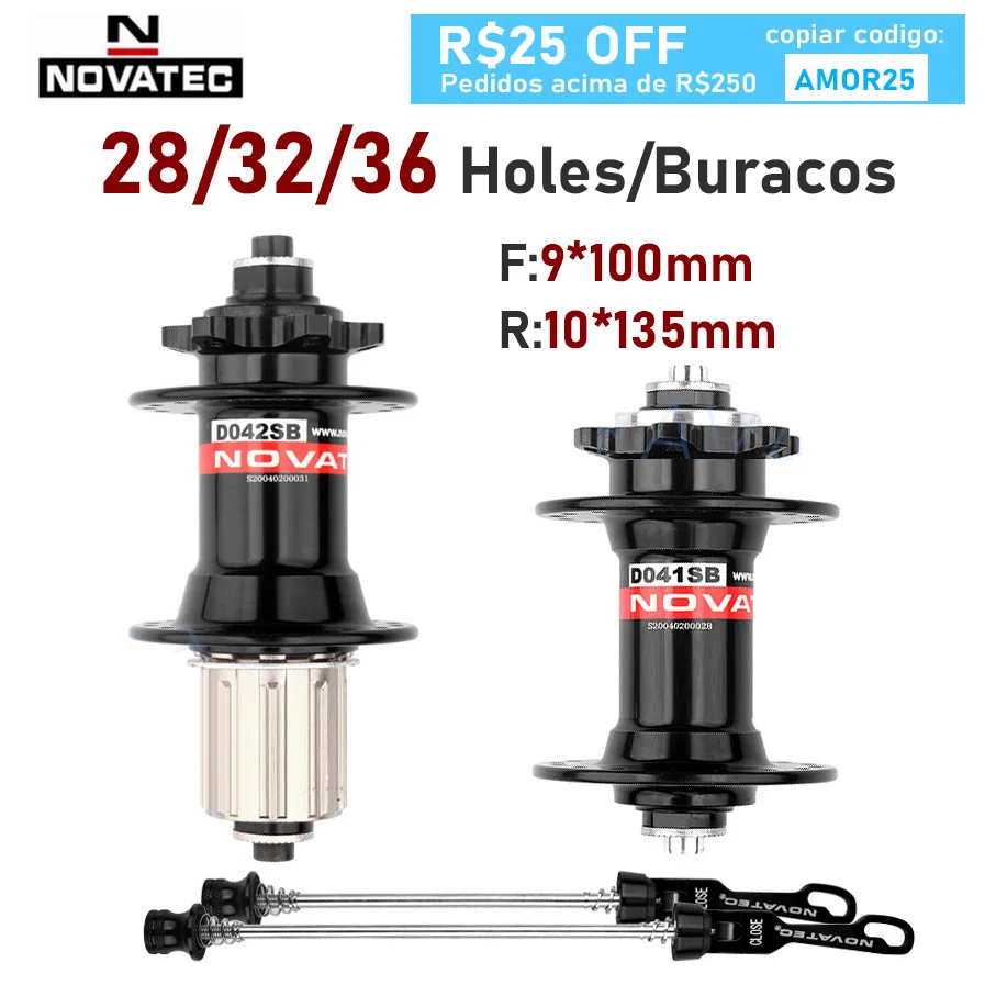 Novatec-Hub de Cartão de Mountain Bike Disc, MTB, Bicicleta, Frente, Traseiro, Cubos de Rolamento, D041SB, D042SB, 28, 32, 36 Buraco, 8, 9, 10, 11, 12 Velocidade