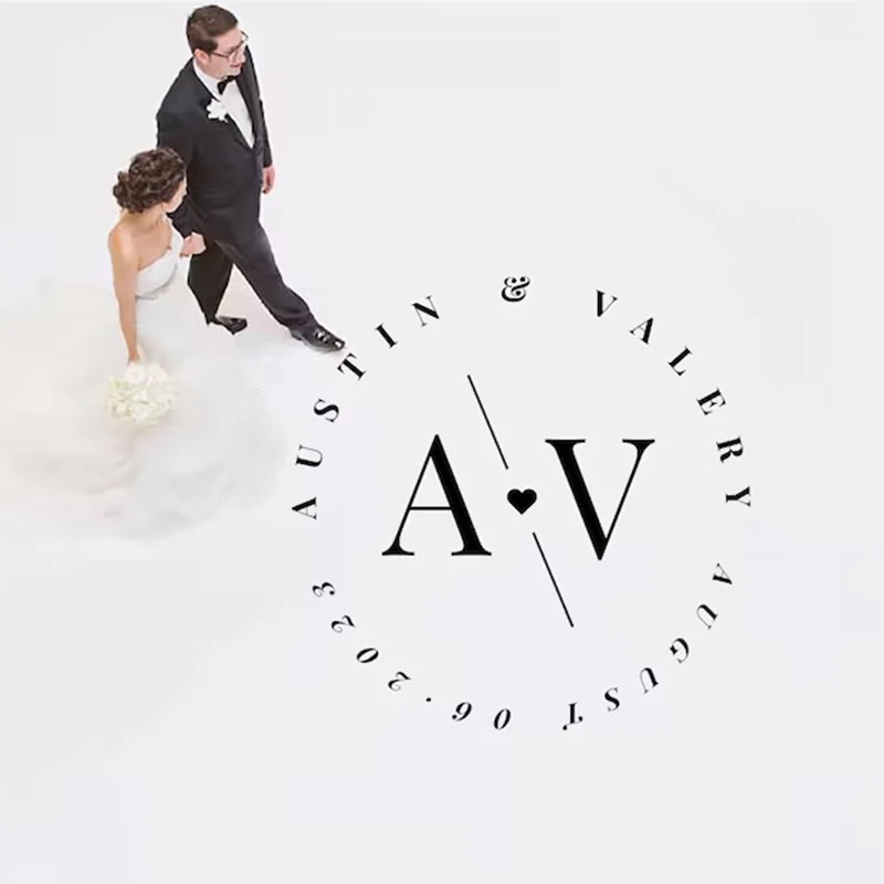 Custom Name Date Initial Personalized Wedding Party Dance Floor sticker Decor Removable Vinyl Poster BE026