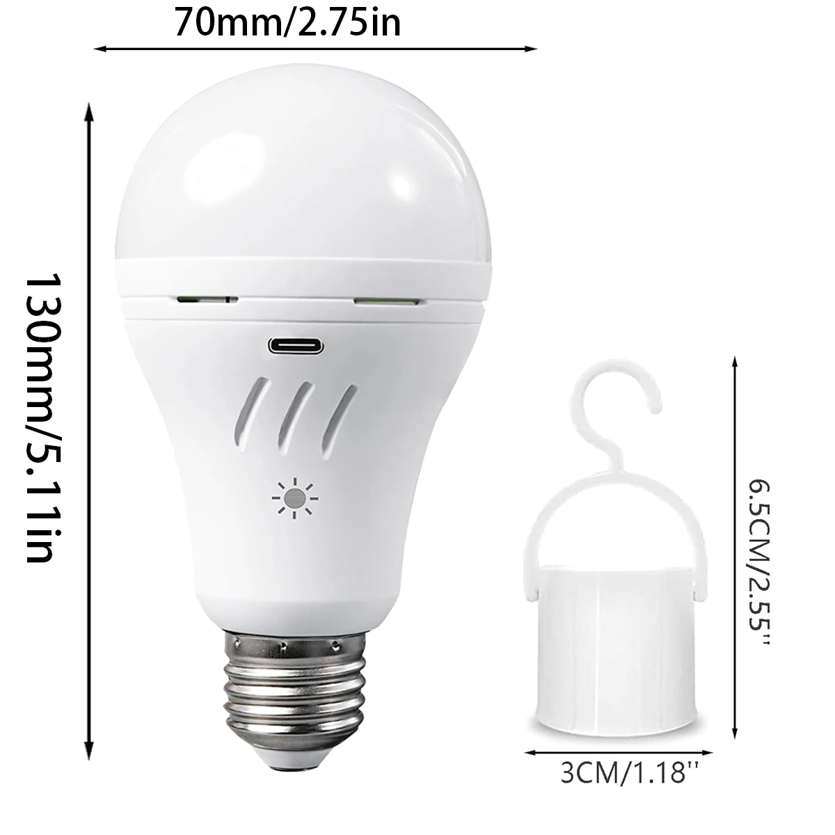 لمبة إضاءة طوارئ قابلة لإعادة الشحن بقدرة 9 وات E27 - ضوء طوارئ احتياطي للشحن المزدوج USB/220 فولت للمنزل أو الخارج #6