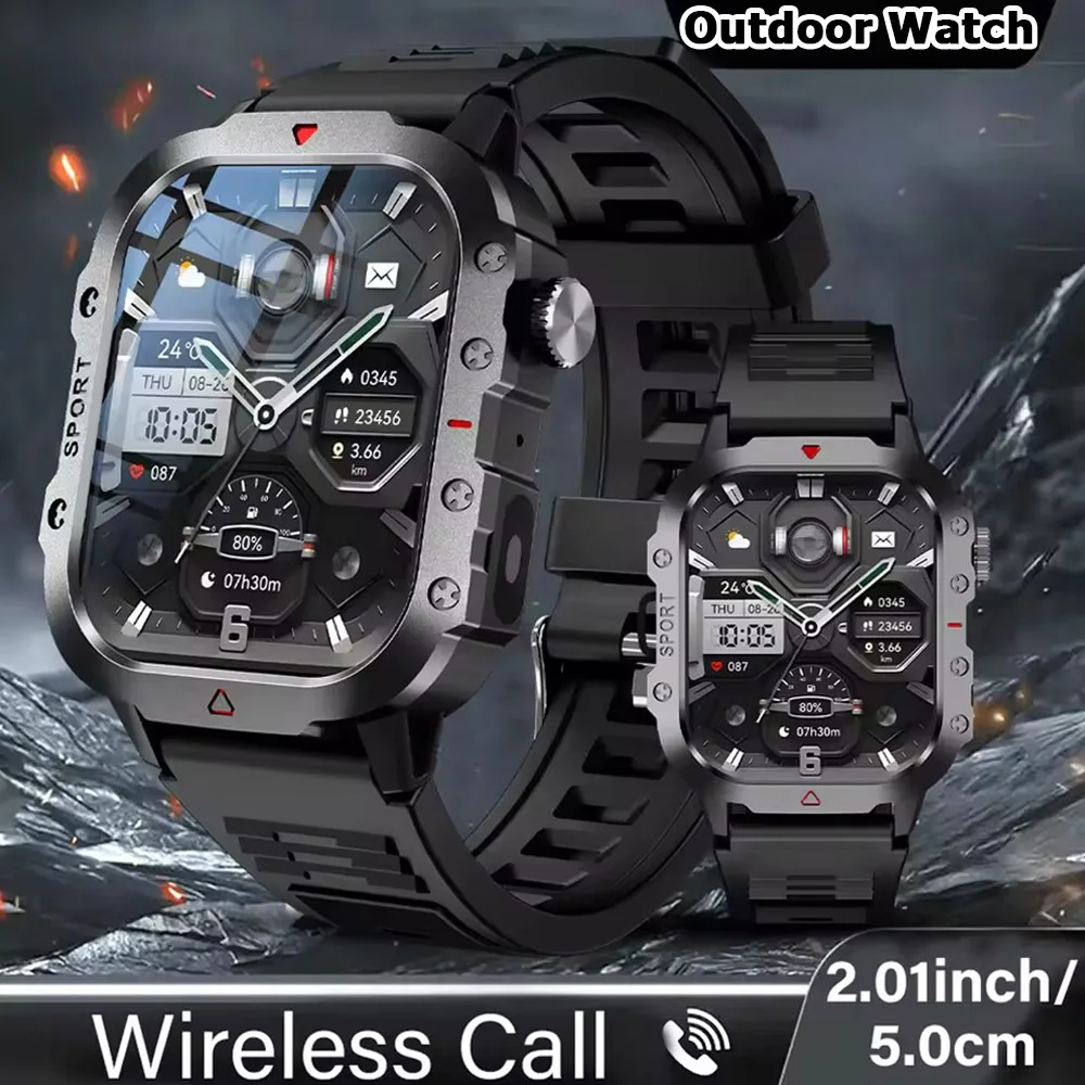 Military GPS Smart Watches For Men Flashlight Waterproof Outdoor Sport Tracker Bluetooth Call Smartwatch Man Women 2026 Pk HT30