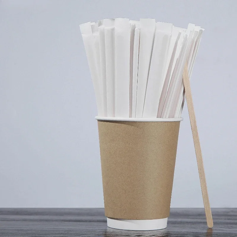 300pcs Individually Packaged Agitate Rod Disposable Eco Friendly Commercial Catering Stir Bar Food Grade Coffee Mixing Stick