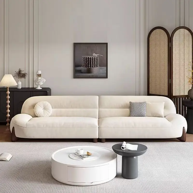 

#* Cream Colored Skin Friendly High-end Velvet Modern Three Seat Sectional Sofa Living Room Hotel Small Apartment Home Large Sea