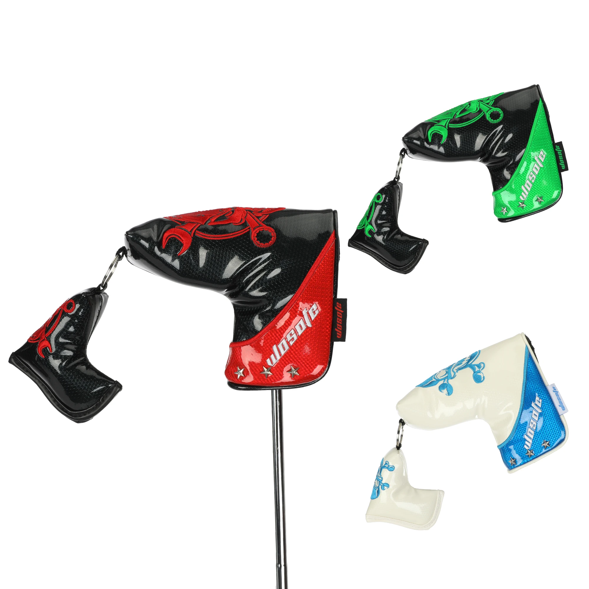 

Чехол для клюшки для гольфа, из искусственной кожи с вышивкой, с магнитной застежкой, водонепроницаемый, прочный защитный аксессуар для гольф-клюшек