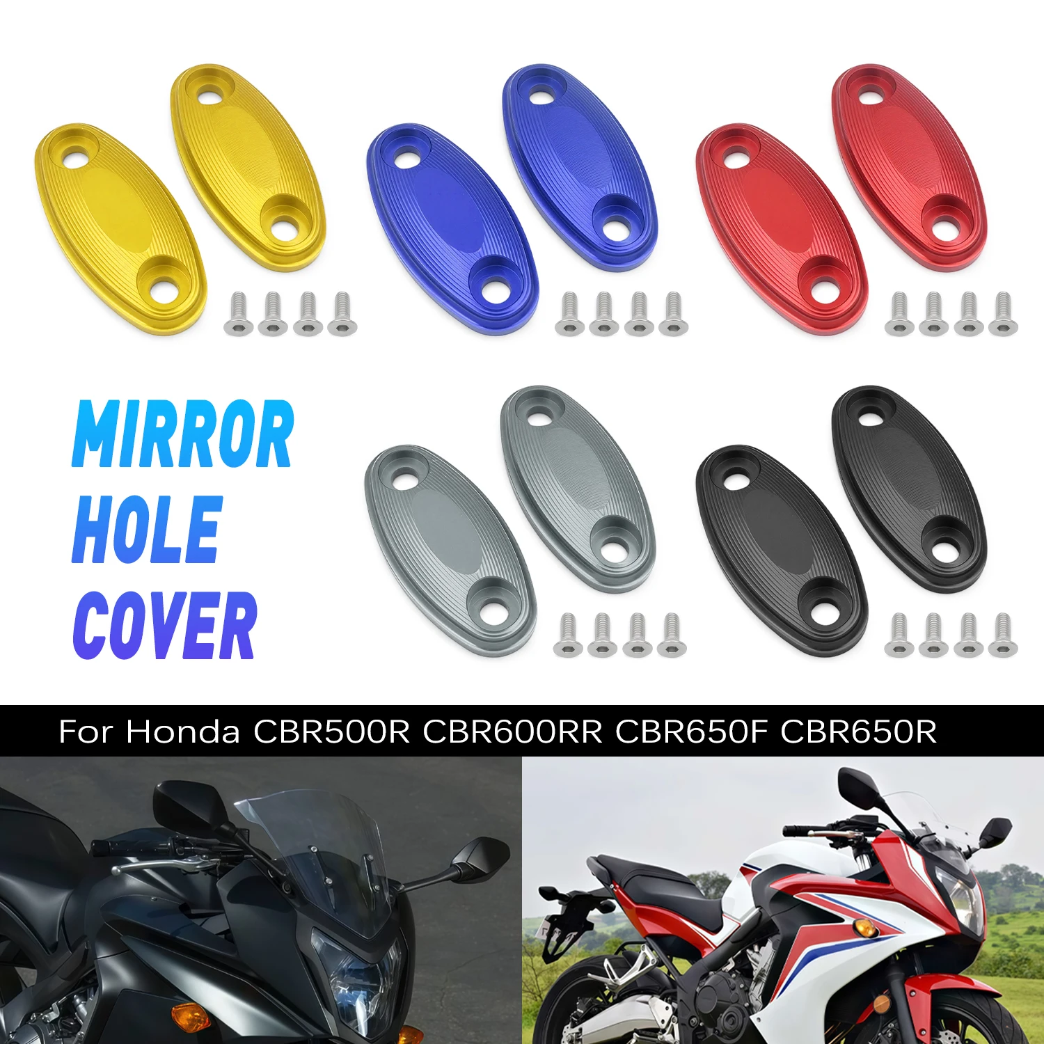 

Motorcycle Part Rearview Mirror Base Cover Windshield Drive Eliminator Hole Cover For Honda CBR500R CBR650R CBR600RR CBR650R