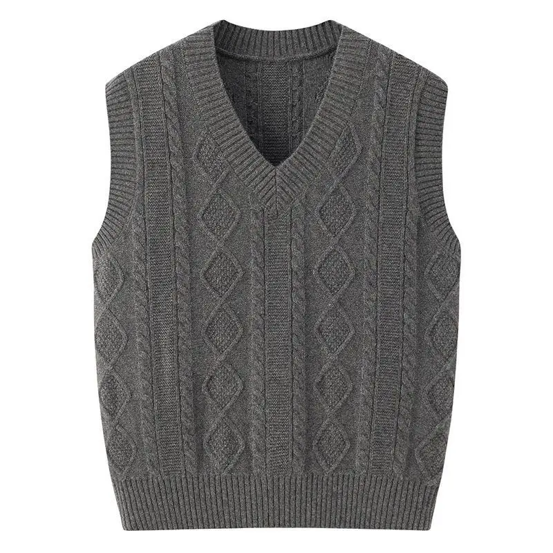 

Стильный мужской однотонный вязаный жилет, пуловер без рукавов с v-образным вырезом, облегающий топ, модный трикотаж