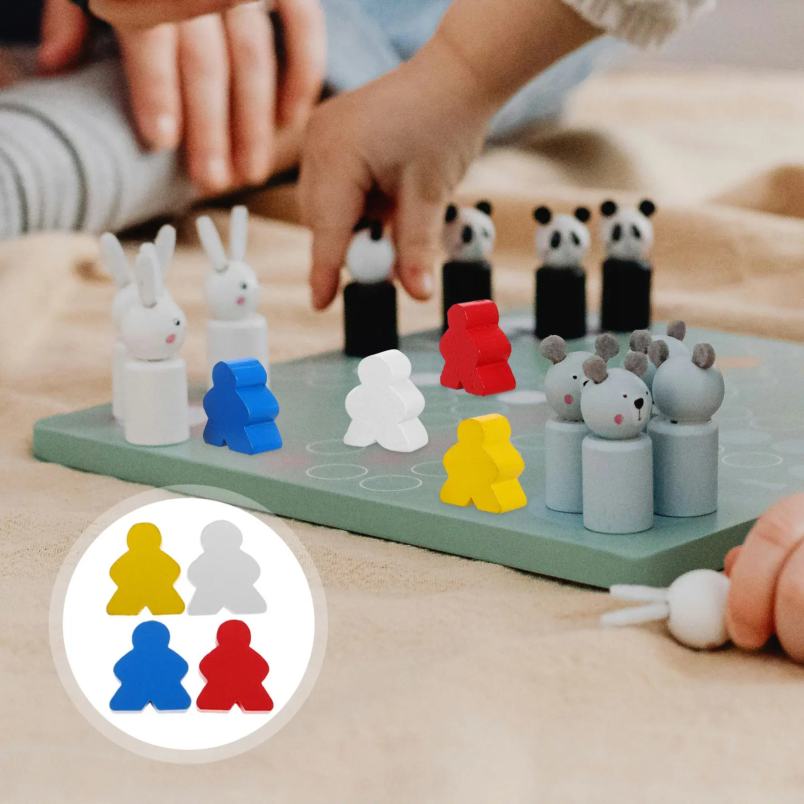 

40Pcs Colorful Unique Shape Wooden Chess Pieces for Board Games Ludo Backgammon Classroom Replacement Game Components Tabletop