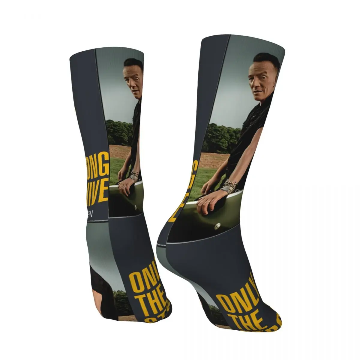 Crazy compression Bruce Sock for Men Vintage Bruce Springsteen Quality Pattern Crew Sock Novelty