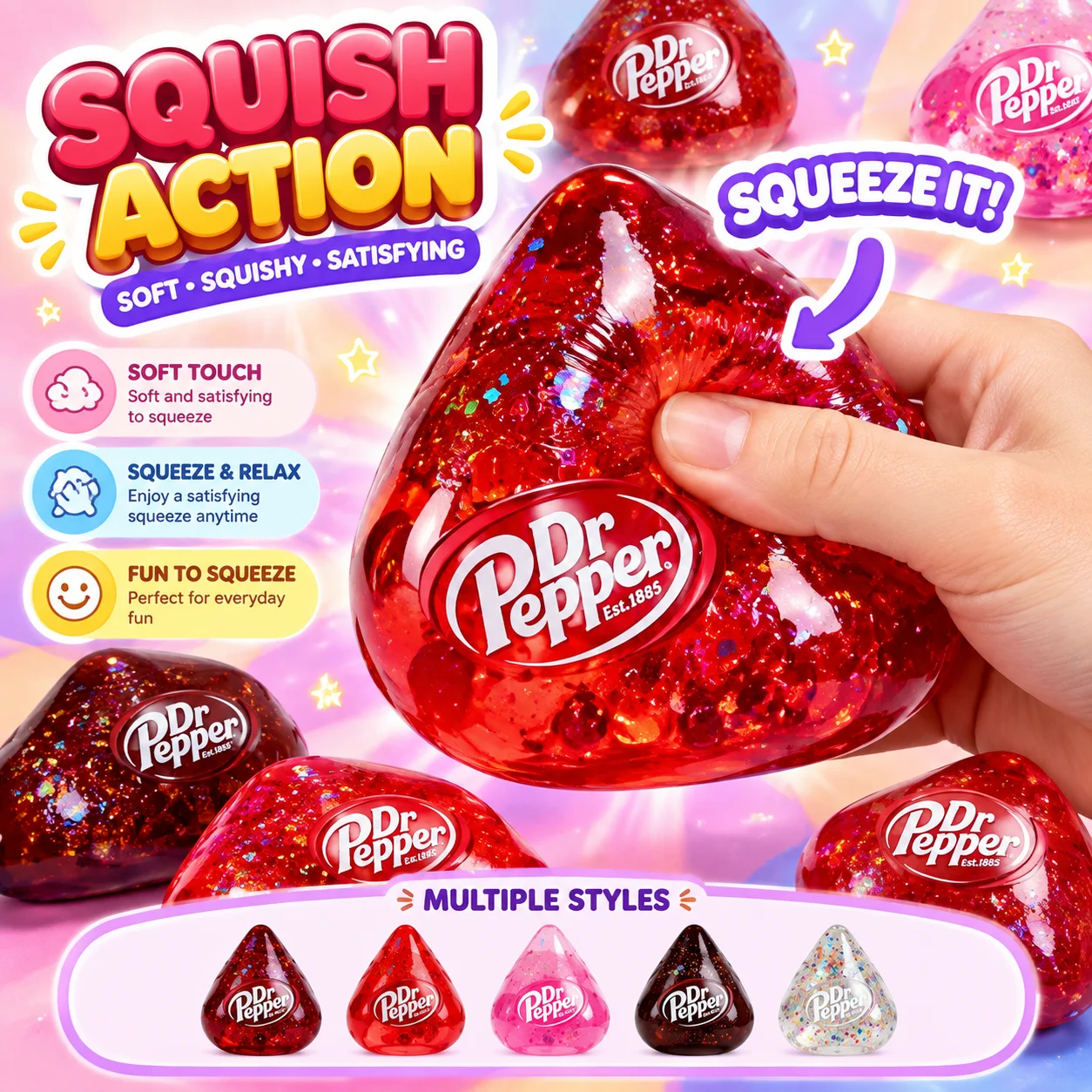 Super Soft Cute Silicone Fidget Popper Stress Relief Toy Slow Rising Dreamy Water Drop Cube Squishy New Arrival Hot Selling