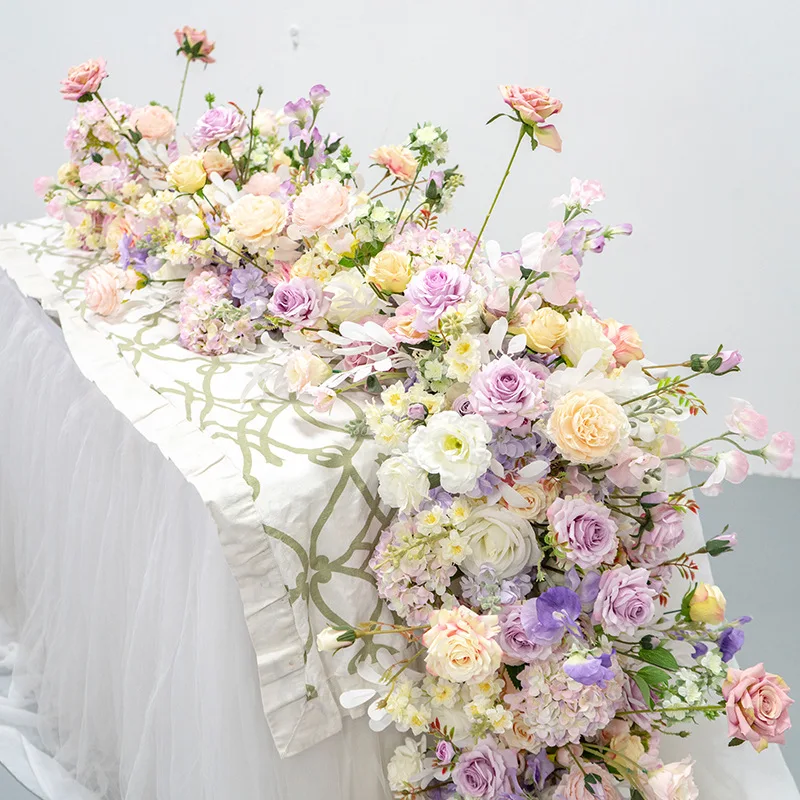 Artificial decoration long table flowers floral garden style simulation fake flowers wedding decoration table flowers