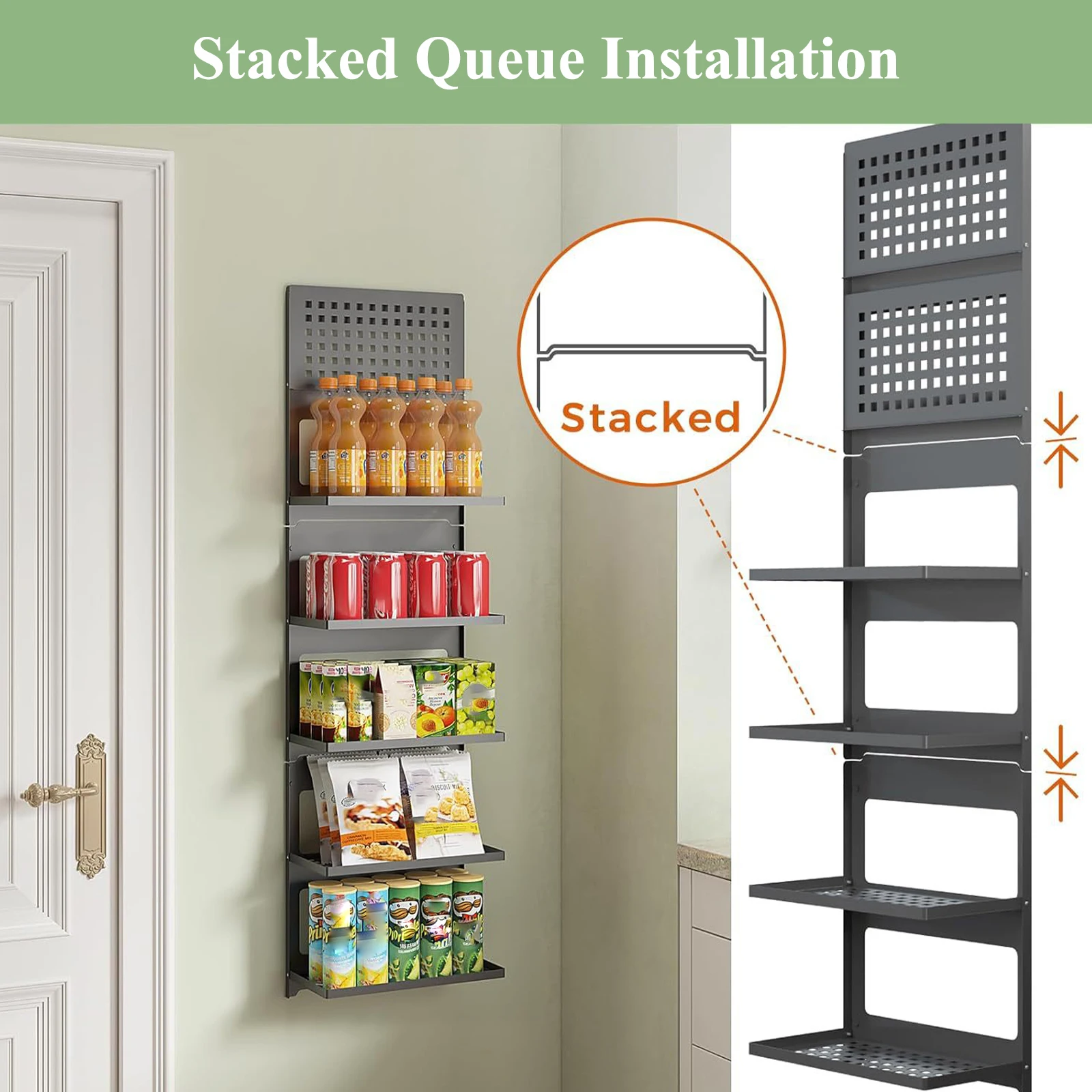 

2-Tier Double-Layer Shelf Combined Black Iron Floating Shelf Laundry Toilet Room Wall Organizer for Living Room Kitchen Bathroom