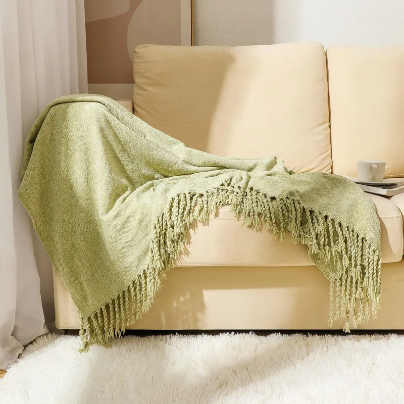 Lightweight  Chenille Throw Blanket Sofa Cover Air Conditioning Outdoor Camping Nap Household Line Blanket