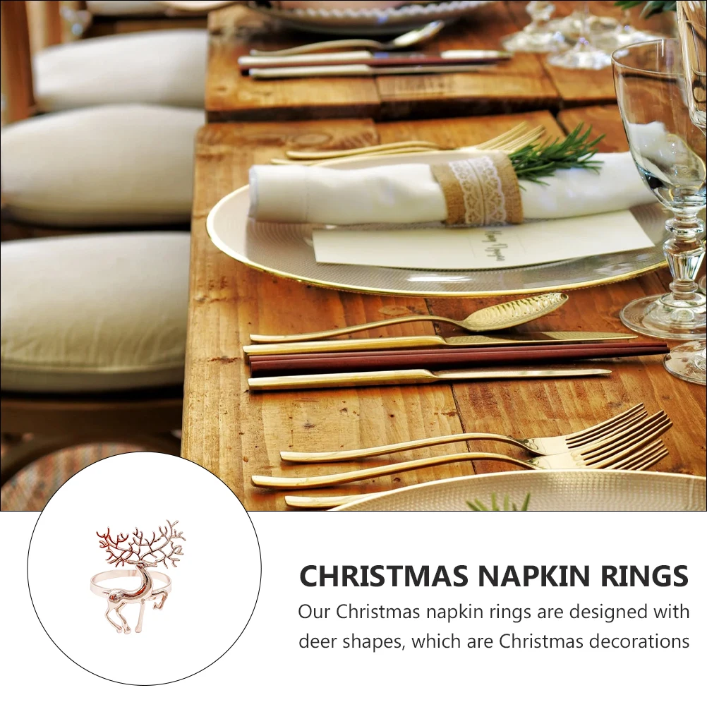 

Holiday Napkin Button Ring Winter Decor Christmas Buckle Alloy Dining Room Table