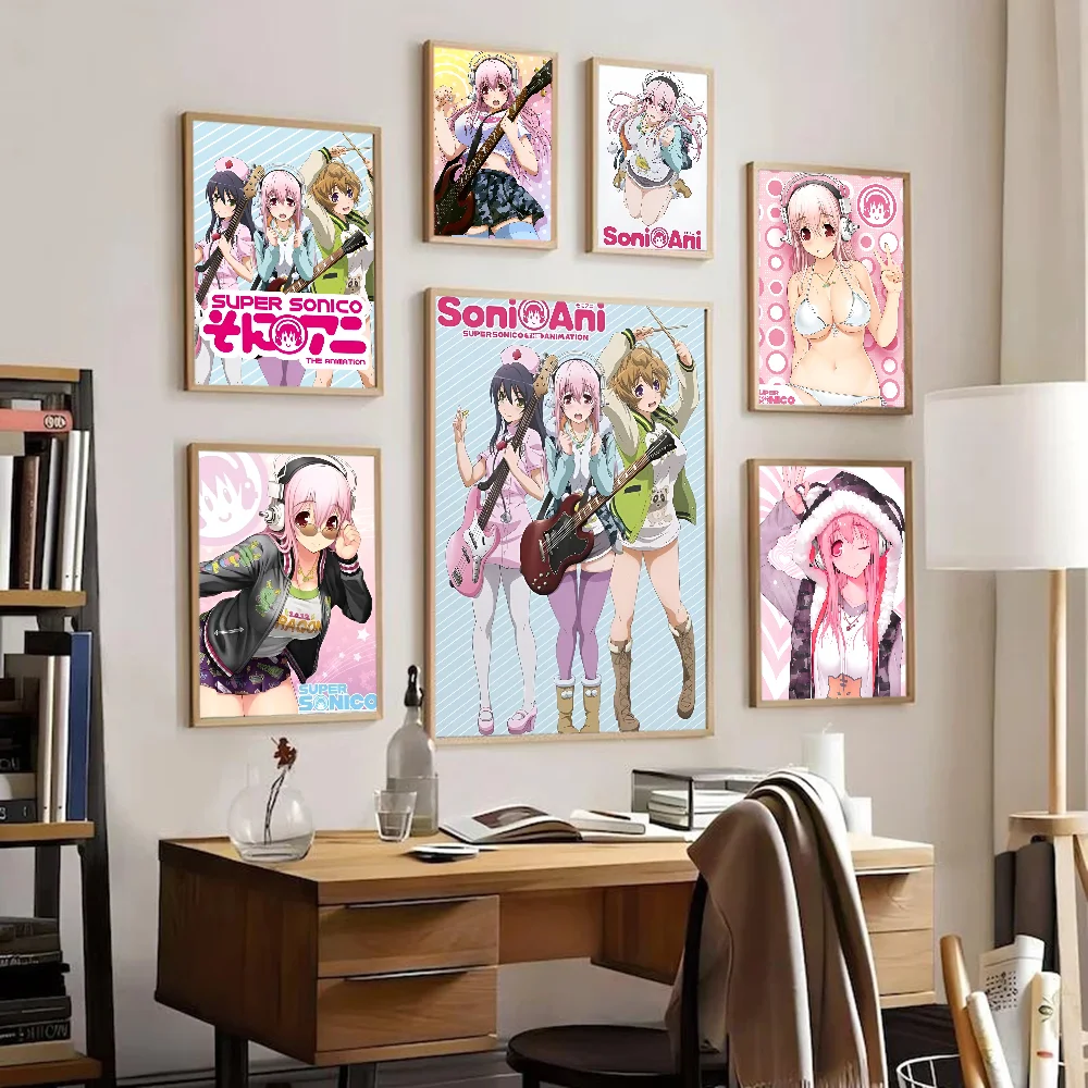 Super Sonico Manga Classic Anime Good Quality Prints And Posters Waterproof Paper Sticker Coffee House Bar Posters Wall Stickers