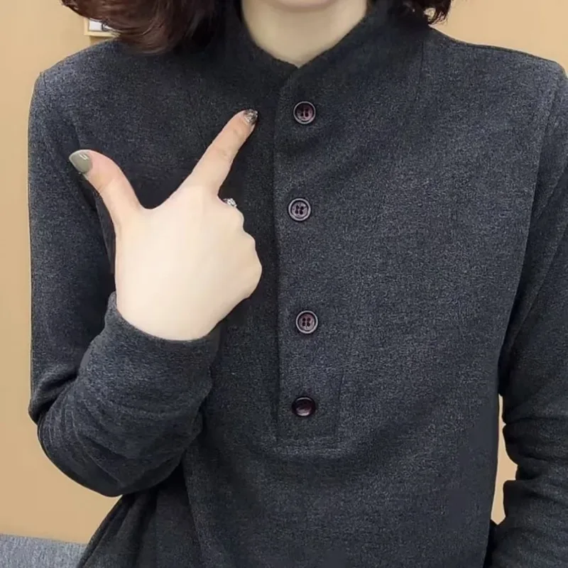 

Double-sided Velvet Long-sleeved T-shirt for Women in Winter New Tops Fashionable Slim and Warm Versatile Pullover Base Shirt