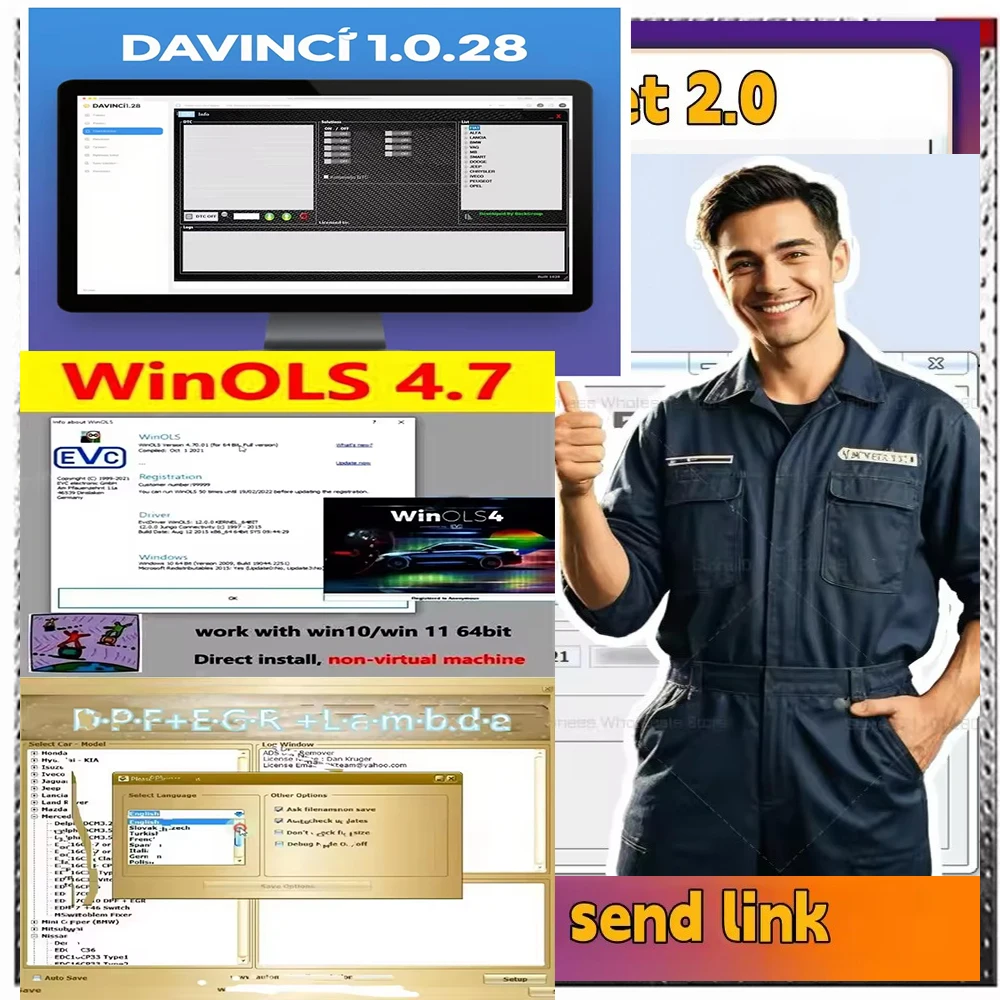 

Da Vinci 1.0.28+Winols 4.7+DPF latest version software repair diagnosis and activate infinite use easy to