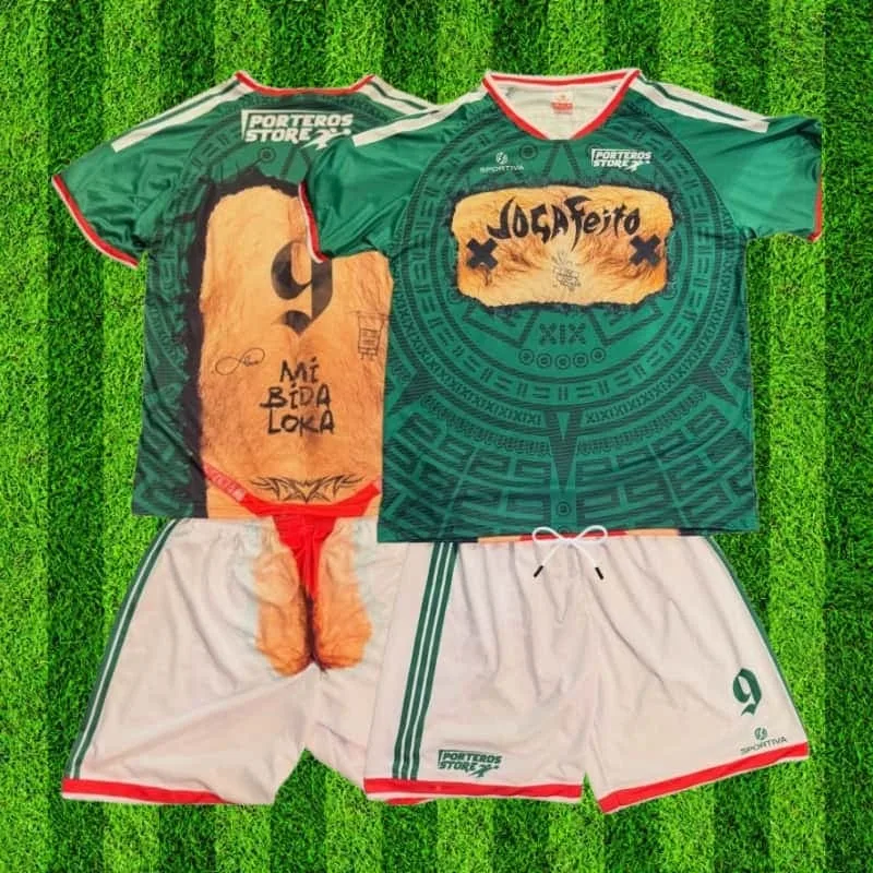 

2026 Brand New Instagram-Worthy Trending Mexican Fun Jersey Set: Parody Print, Short-Sleeve T-Shirt + Shorts, Unisex Apparel