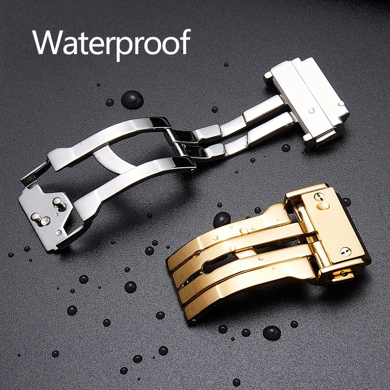 18mm 22mm Solid Stainless Steel Buckle for Hublot Big Bang Silicone Leather Strap with Tool Watch Clasp Button Silver Black Gold