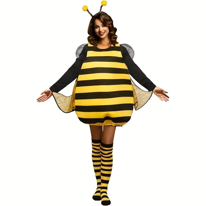 Realistic Bumblebee Costume for Adults Detailed Character Suit with Wings for Halloween Stage Shows and Themed Party Fun