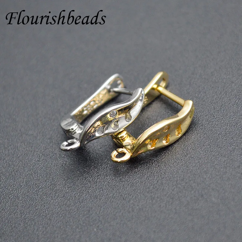 Wholesale Multiple Colour Nickle Free Gold Plating Metal Leaf Shape Earring Hooks for Fine Jewelry Making Parts 30pcs/lot