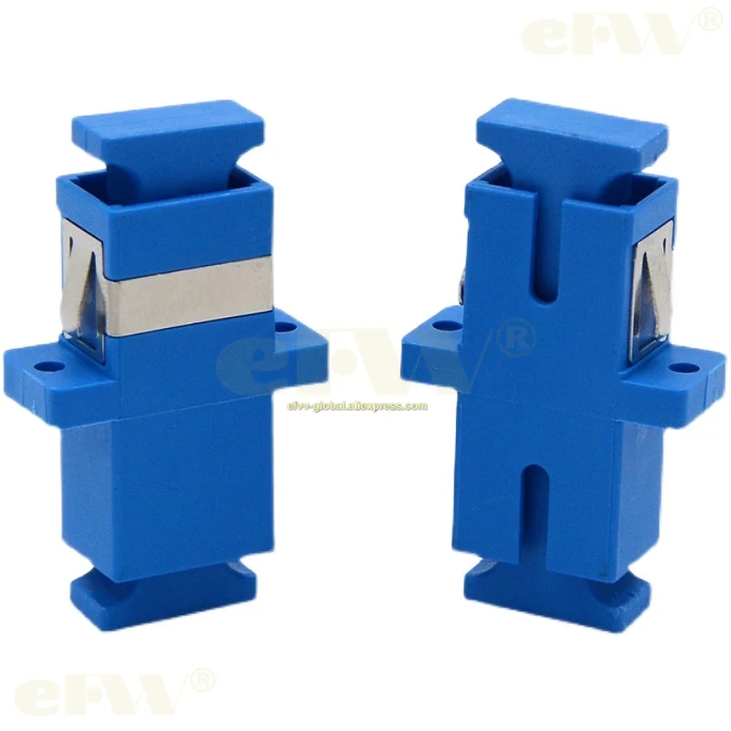 10pcs Sc Simplex Single Mode Ear Integrated Upc Blue Fiber Flange Coupler Adapter Electrical Grade