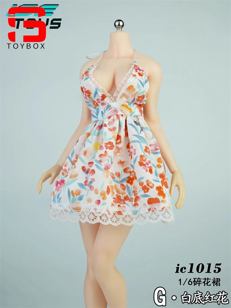 ICE TOYS ic1015 1/6 femme licou imprimé robe profonde V jupe courte vêtements modèle adapté 12 ''soldat figurine corps poupées