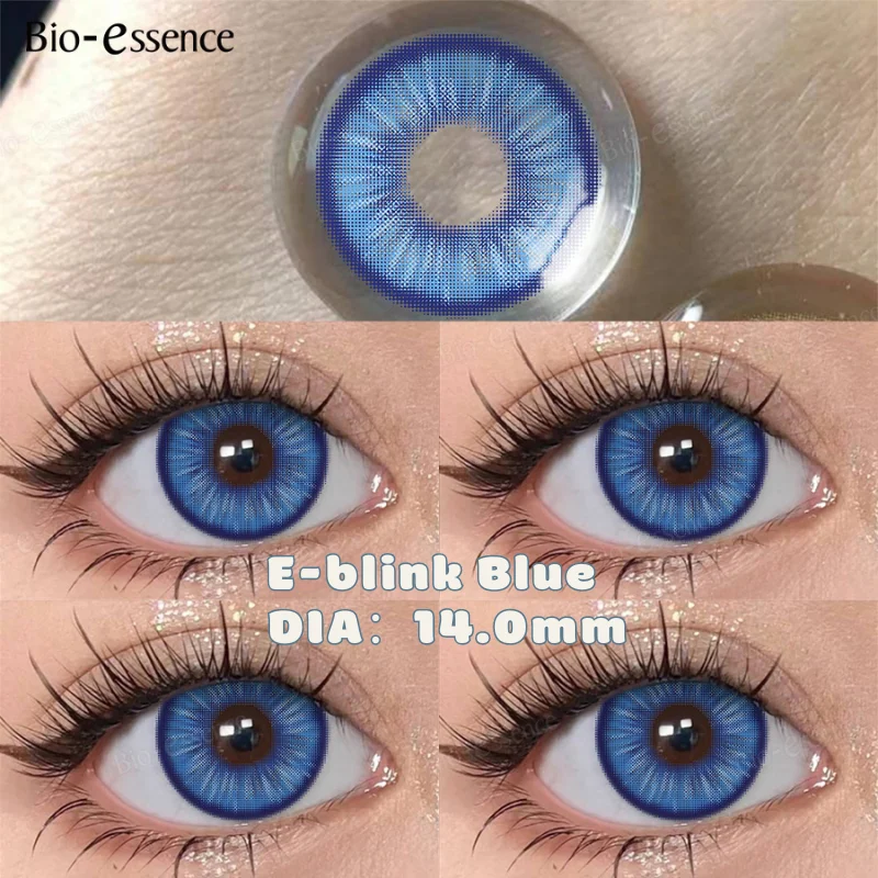 Bio-essence 1Pair Yearly Colored Contact Lenses for Eyes Cosplay Contact Beauty Makeup Anime Accessories Cyan Pink Lenses