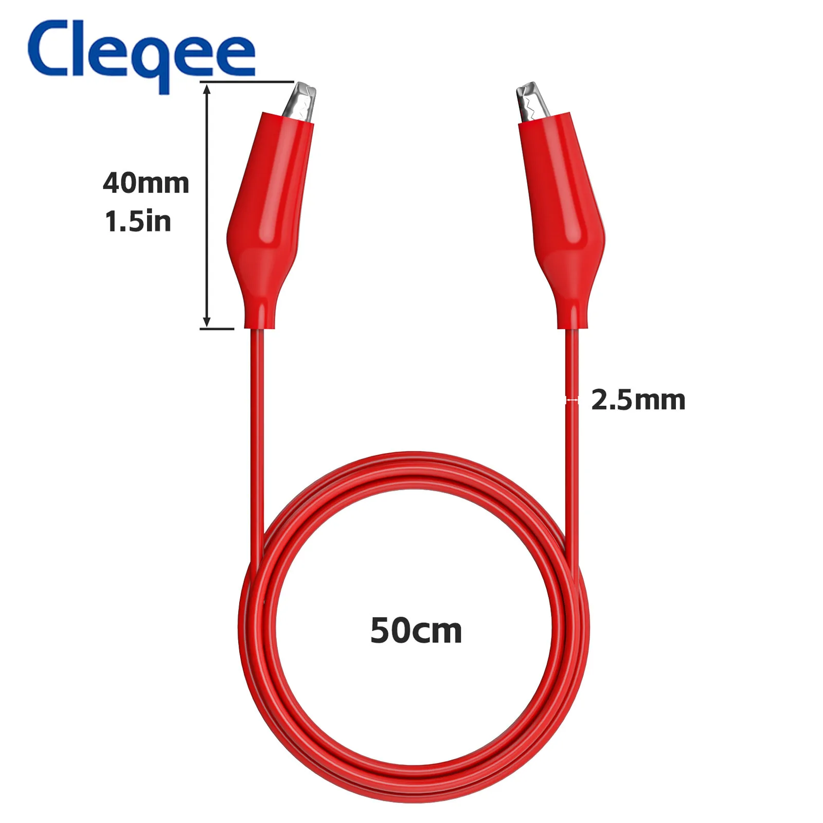 Cleqee 듀얼 악어 클립 테스트 리드, 더블 엔드 악어 클립 테스트 와이어, 전기 DIY 케이블, 50cm, 레드 블랙, P1025 2 개