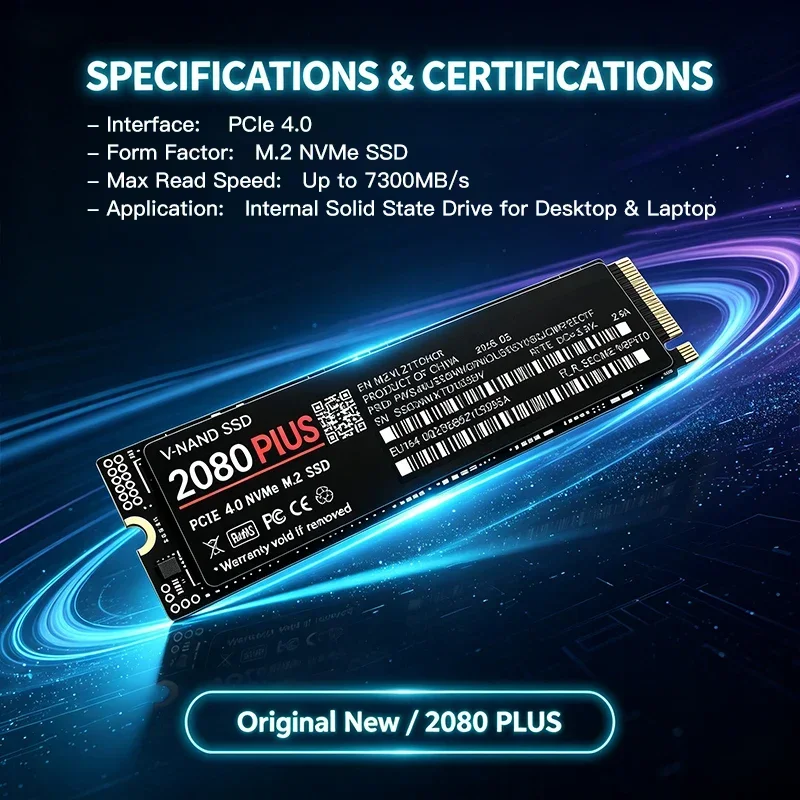 M.2 NVMe PCIe 4.0 SSD 2080 PLUS 500GB 1TB 2TB 4TB High Speed Internal Solid State Drive for Gaming Office Laptop PC