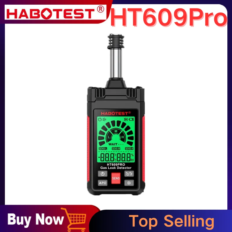 

HABOTEST HT609 Pro Детектор природного газа Детектор утечки газа 0-1000PPM Звуковая и экранная сигнализация Детектор легковоспламеняющегося природного метана