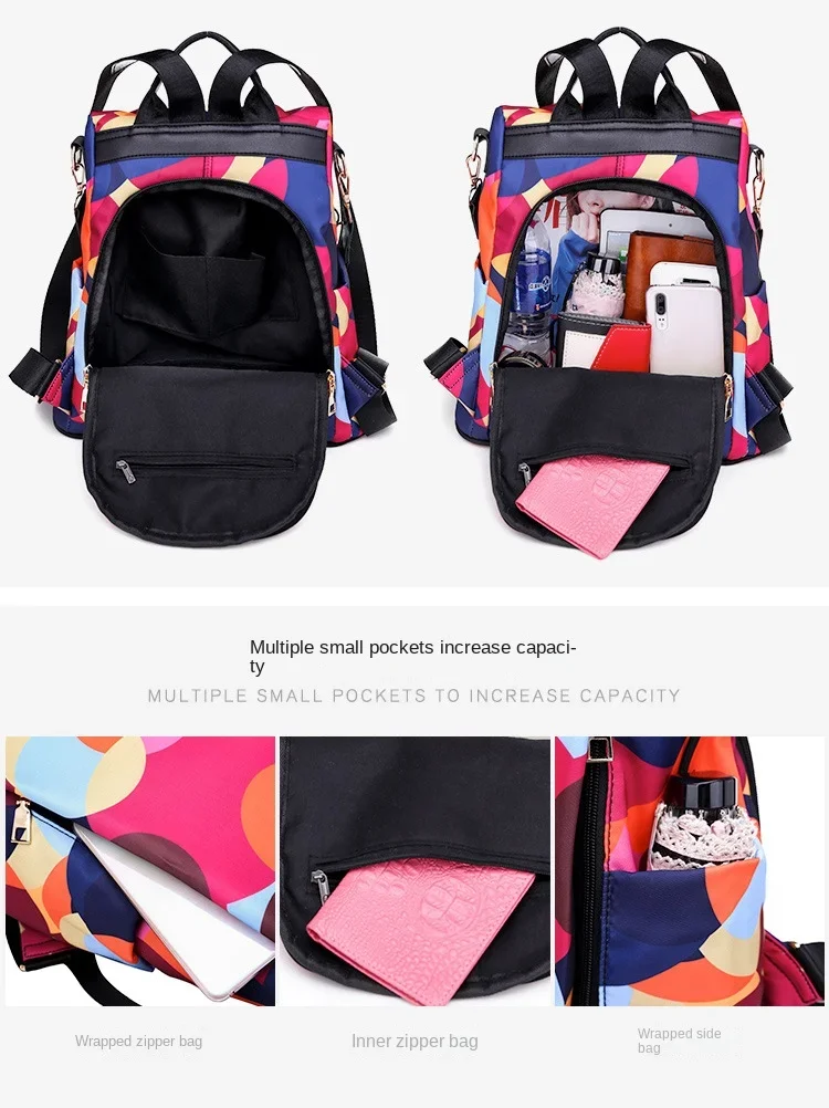 Frauen Rucksack Mode Oxford Tuch Schulter Taschen Schule Taschen für Teenager Große Kapazität Druck Wasserdichte Reise Rucksack – Detail 23