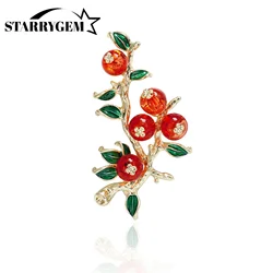 Enamel Persimmon Brooches for Women Unisex Plant Pins Office Party Friend Gifts Jewelry Accessories