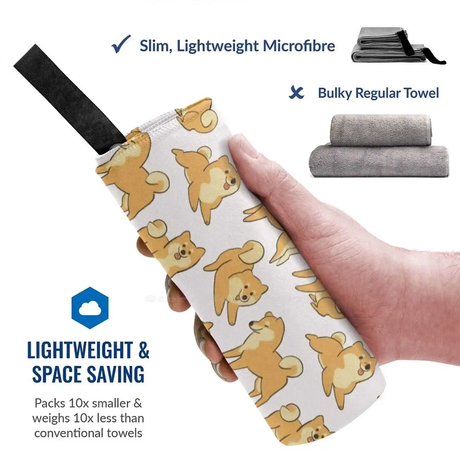 Playful Shiba Inu Sketches Soft Comfortable Bath Shower Quick Dry Towel Shiba Inu Puppy Canine Doge Dog Lover Pet Lover